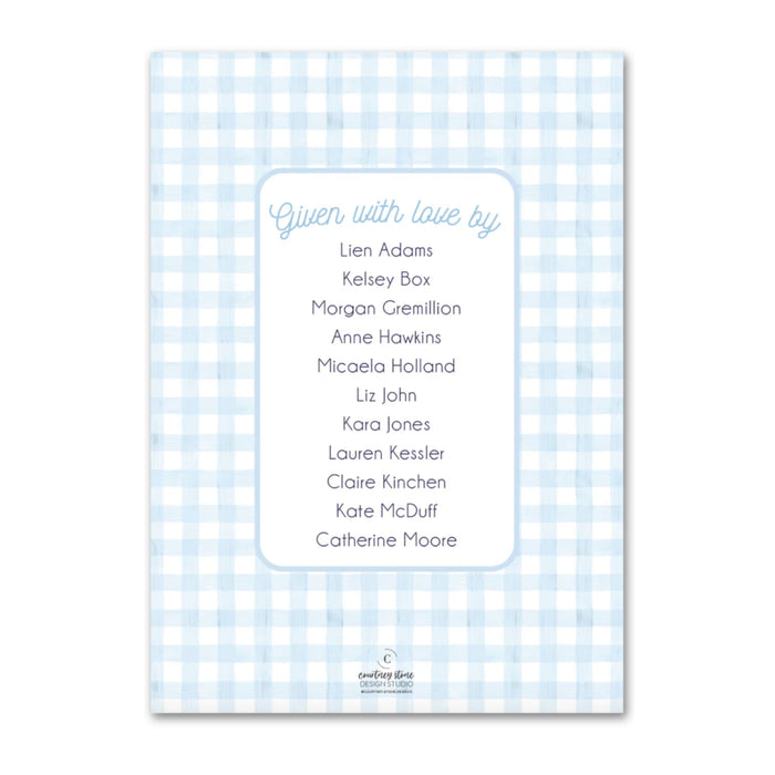 Blue Gingham Bow Shower Invitations
