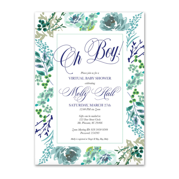 Oh Boy Floral Shower Invitations