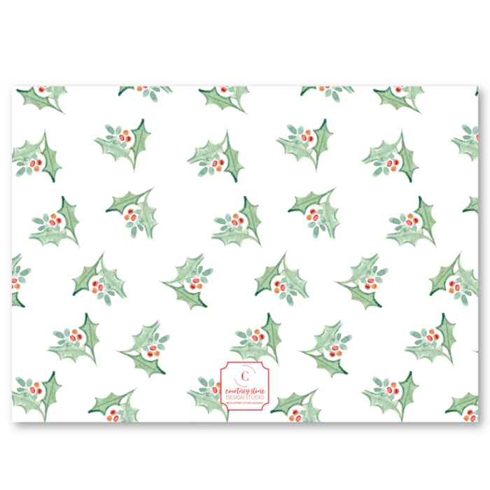 Three Photo Holly Holiday Card