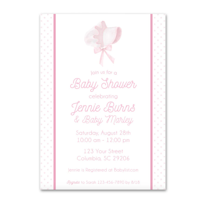 Pink Bonnet Shower Invitations