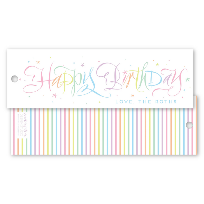 Happy Birthday Gift Tag - Pink Stripe