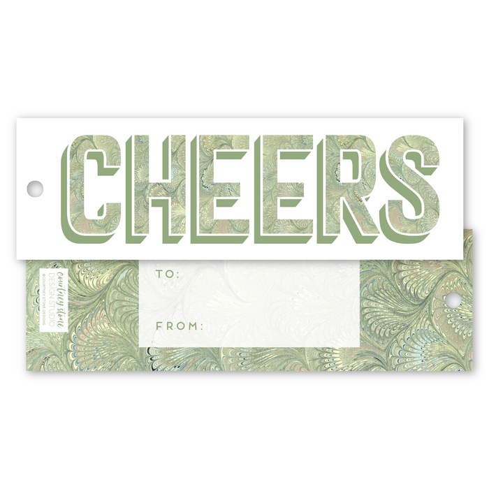 Cheers Gift Tag - Green Marble