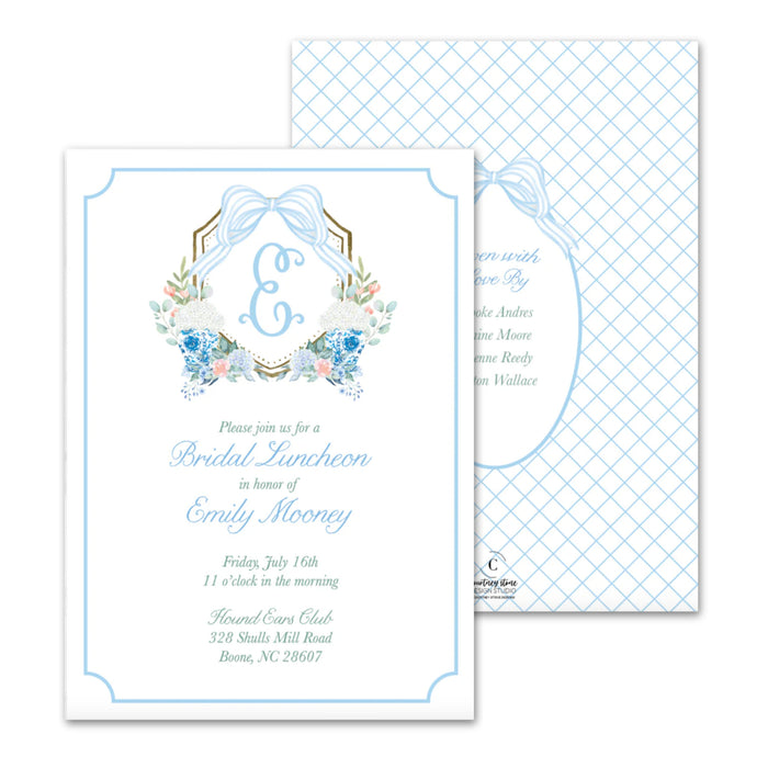 Hydrangea Ginger Jar Crest Shower Invitations