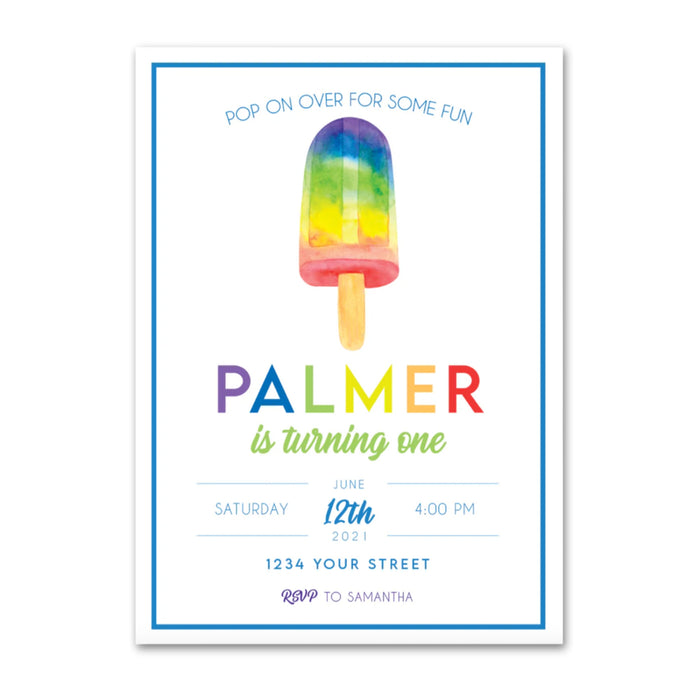 Rainbow Popsicle Birthday Invitations