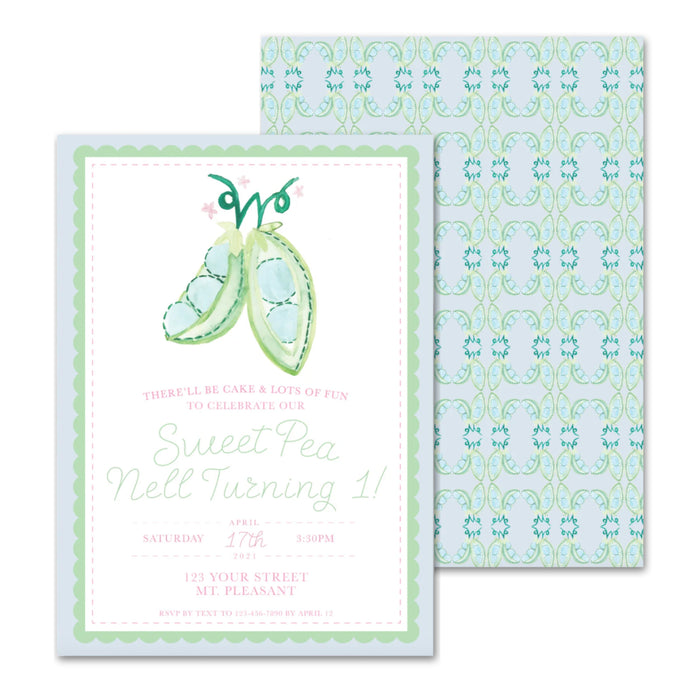 Sweet Pea Birthday Invitations