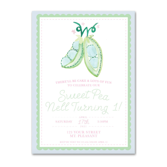 Sweet Pea Birthday Invitations
