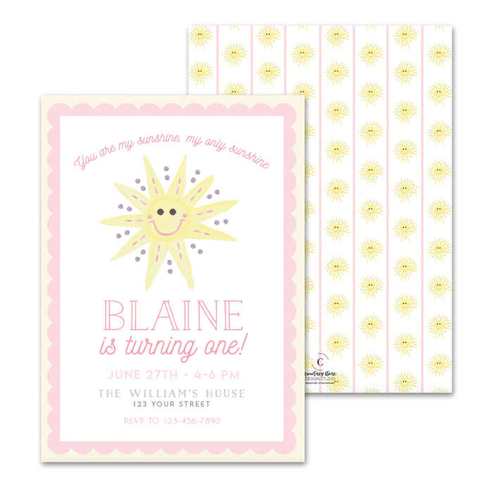 You Are My Sunshine Birthday Invitations