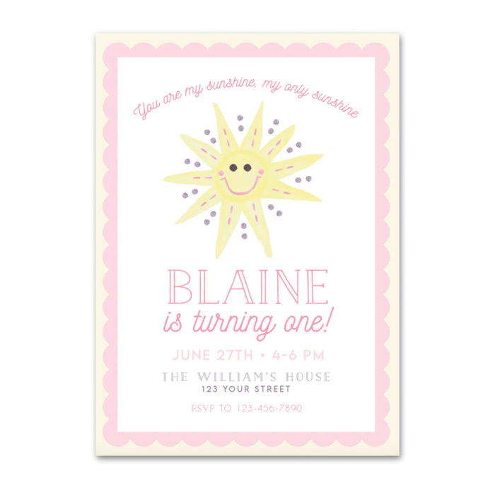 You Are My Sunshine Birthday Invitations