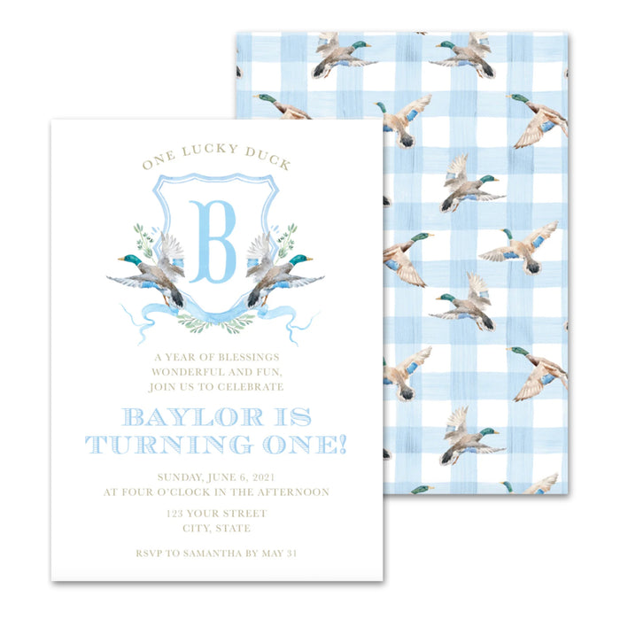 Duck Crest Birthday Invitations