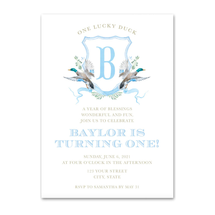 Duck Crest Birthday Invitations