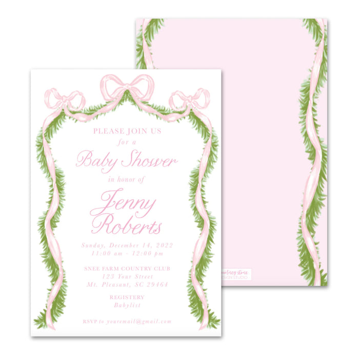 Bow Garland Shower Invitations