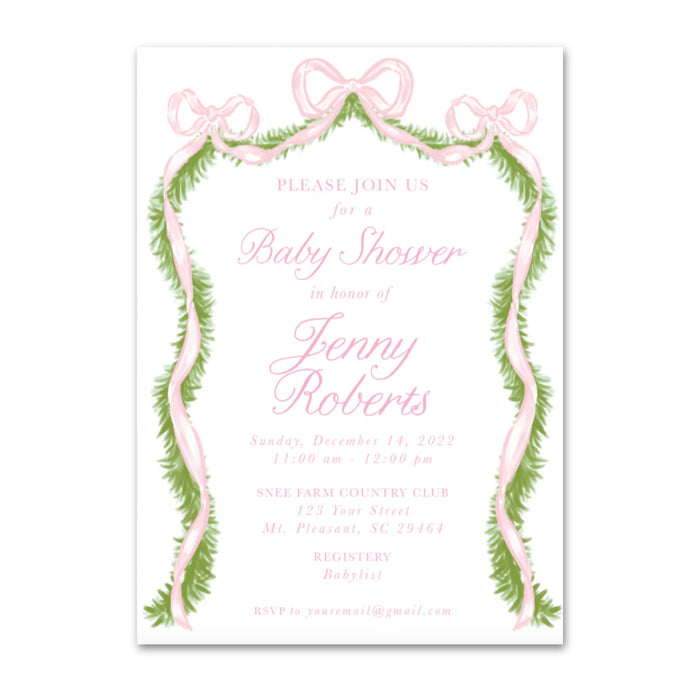 Bow Garland Shower Invitations