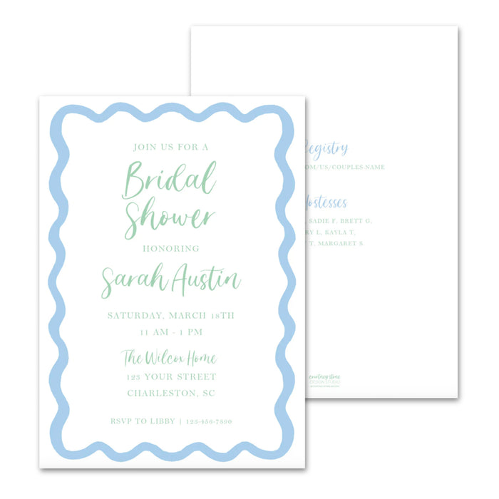 Wavy Border Shower Invitations