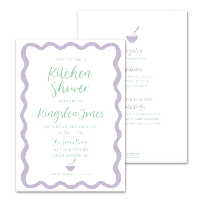 Wavy Border Kitchen Shower Invitations