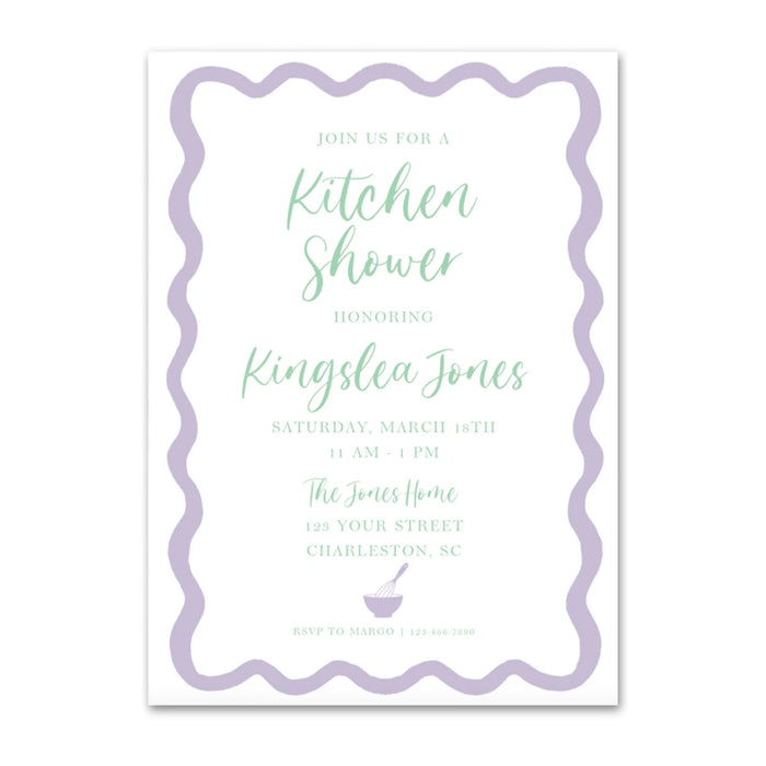 Wavy Border Kitchen Shower Invitations