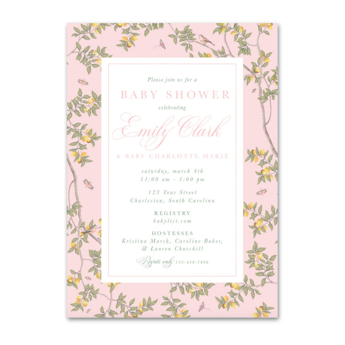 Pink Chinoiserie Vine Invitations