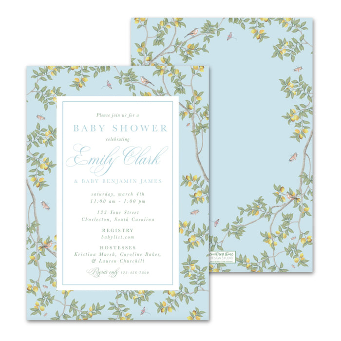 Blue Chinoiserie Vine Invitations