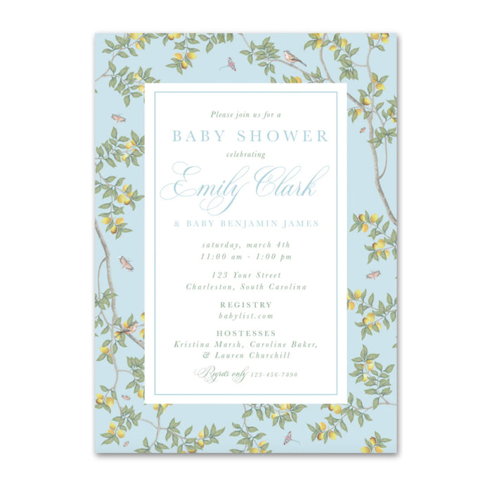 Blue Chinoiserie Vine Invitations