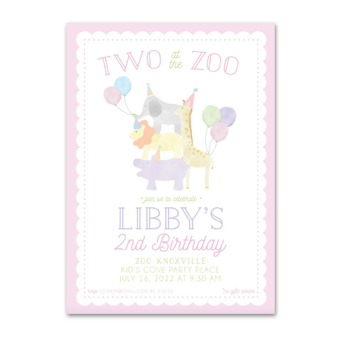 Two at the Zoo Birthday Invitations