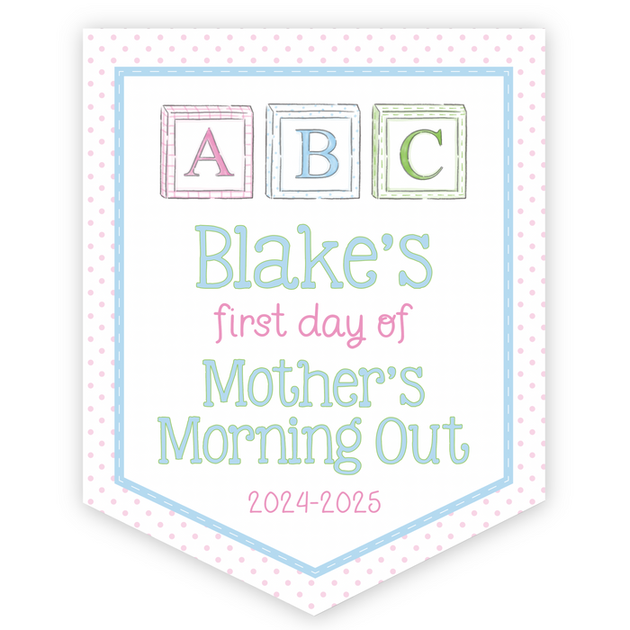 Back To School Sign - ABC Blocks - Pink Pastel