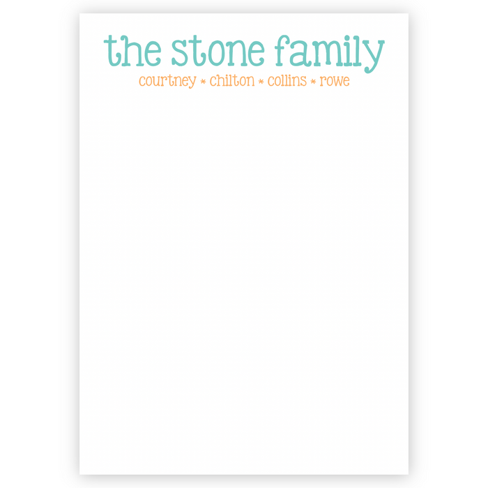 Family Names Notepad (Choose Your Colors)