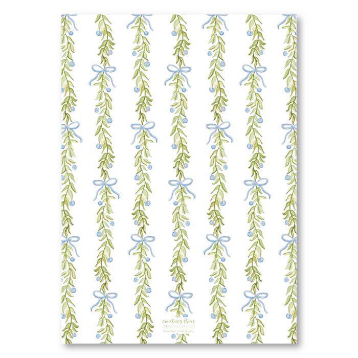 Classic Blue & Green Trim Holiday Card