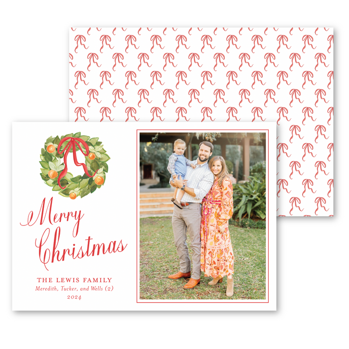 'Red Citrus Wreath' Holiday Card | Horizontal