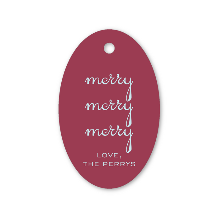 Merry Merry Merry Oval Holiday Tag