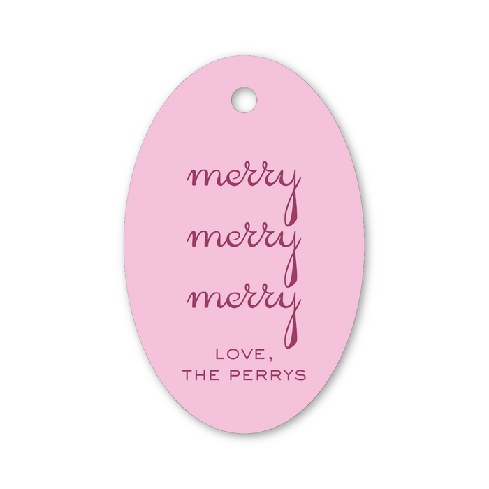 Merry Merry Merry Oval Holiday Tag