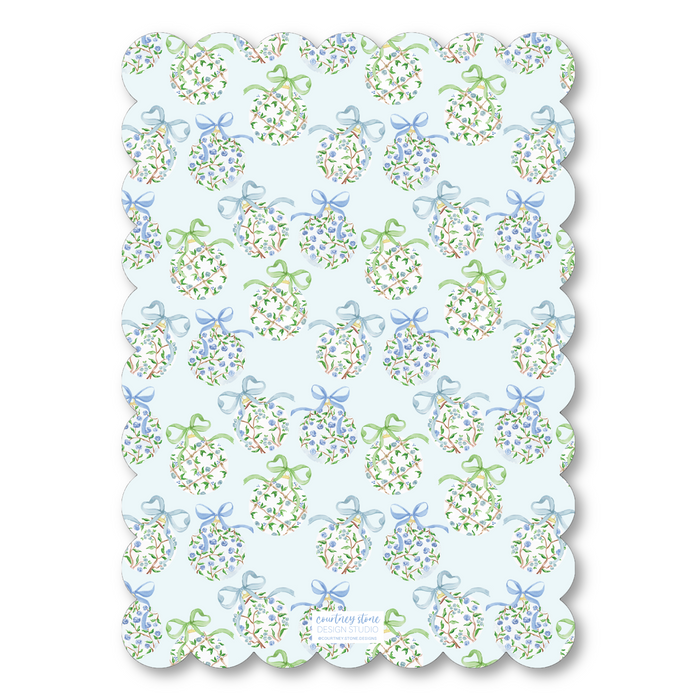 Chinoiserie Ornament - Blue - Scallop Holiday Card