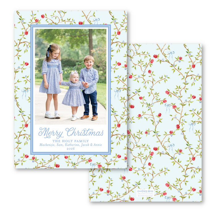 Bow Chinoiserie Vine Holiday Card
