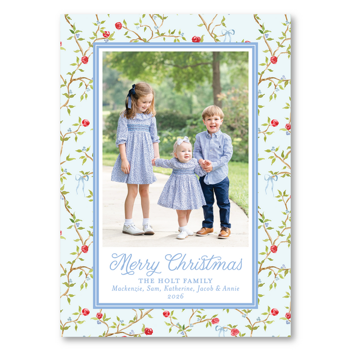 Bow Chinoiserie Vine Holiday Card