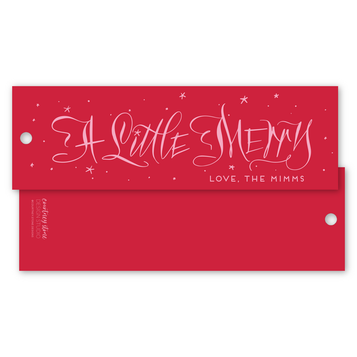 A Little Merry Star Calligraphy Holiday Gift Tag