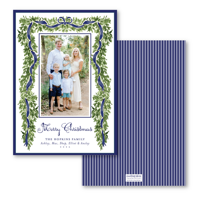 Evergreen Heirloom Holiday Card - Navy