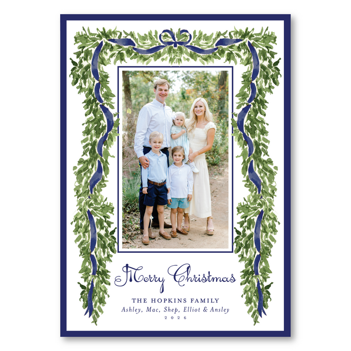 Evergreen Heirloom Holiday Card - Navy