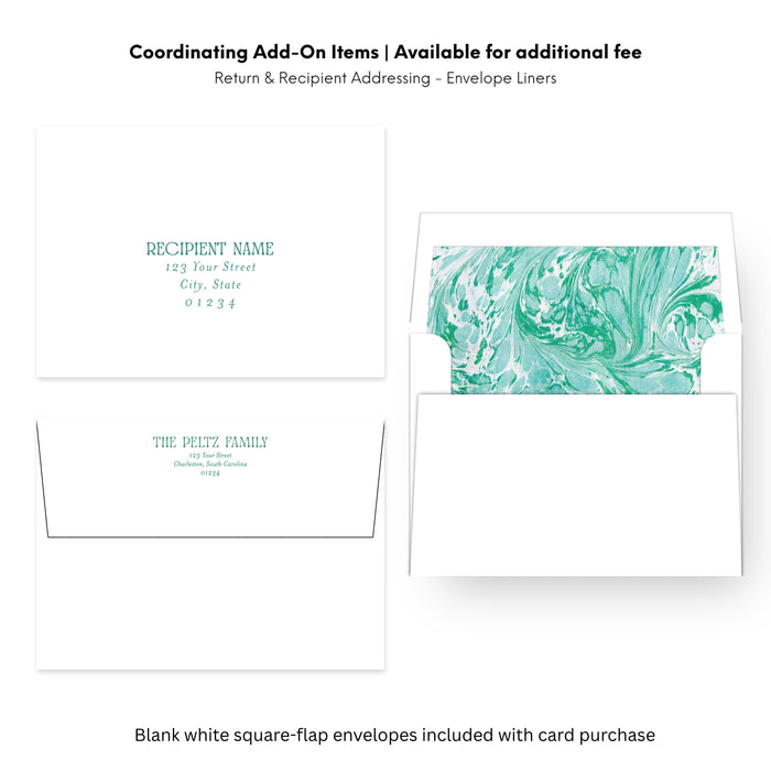 Blue Green Marble Holiday Card