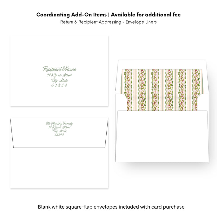 Chinoiserie Frame Holiday Card - Horizontal - Pink