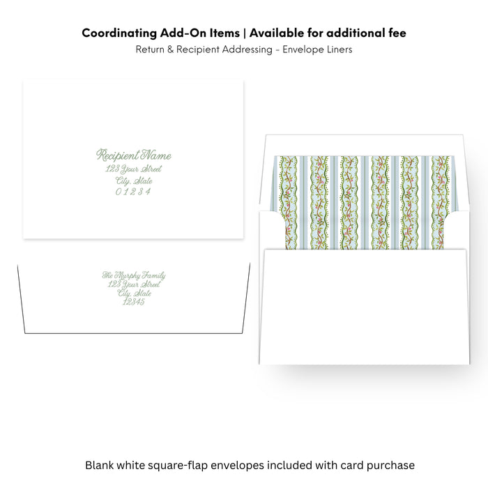 Chinoiserie Frame Holiday Card - Horizontal - Blue