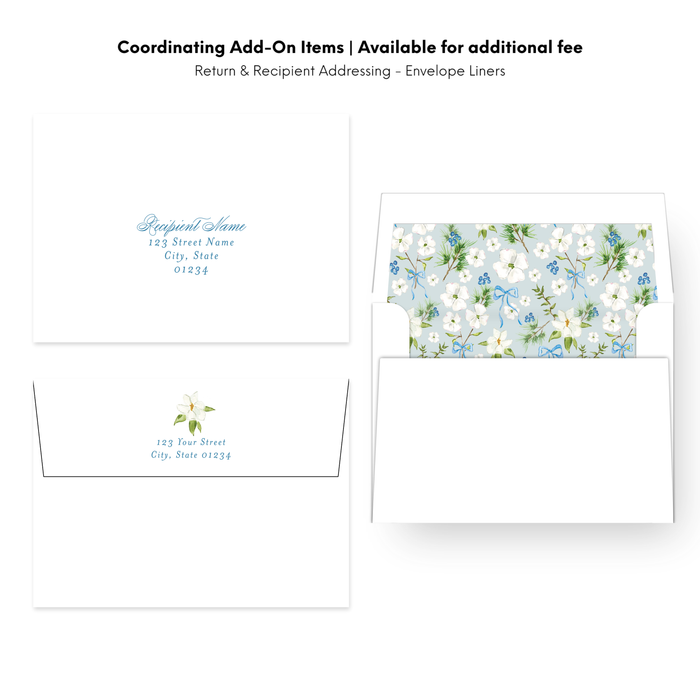 Dogwood Garland Holiday Card - Blue