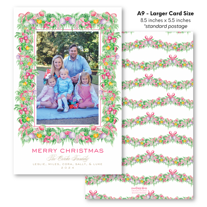 'HAPPY Holidays Garland' Holiday Card - A9 - Larger Card Size