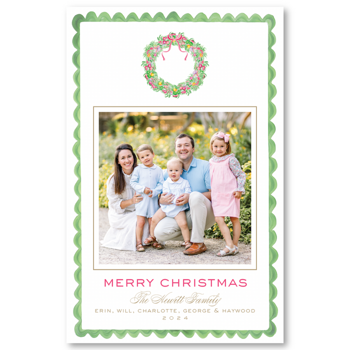 'HAPPY Holidays Wreath' Holiday Card - A9 - Larger Card Size