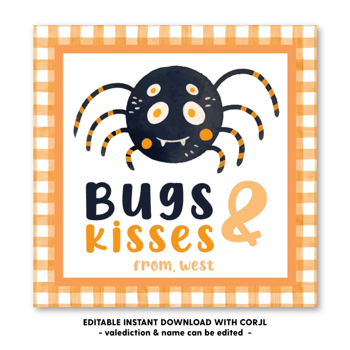 Bugs & Kisses Halloween Tag - Self-Edit, Print at Home