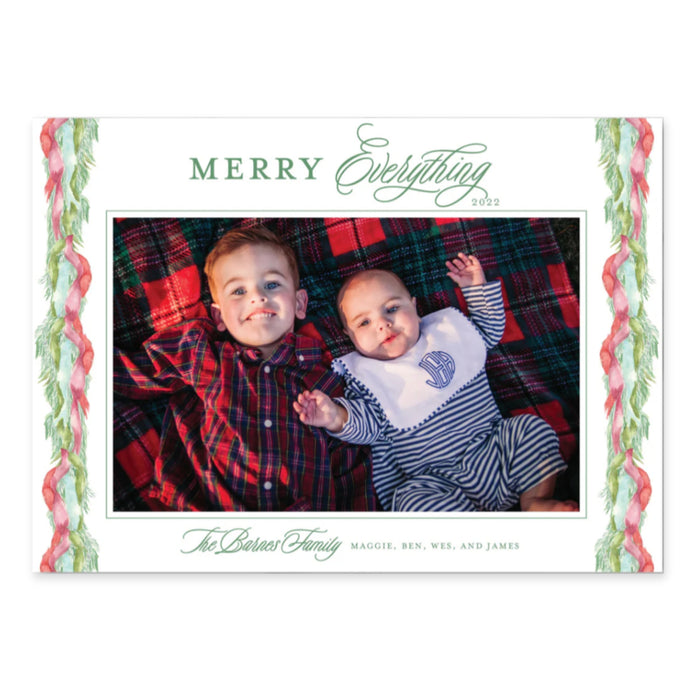 Velvet Garland Border Holiday Card - Horizontal