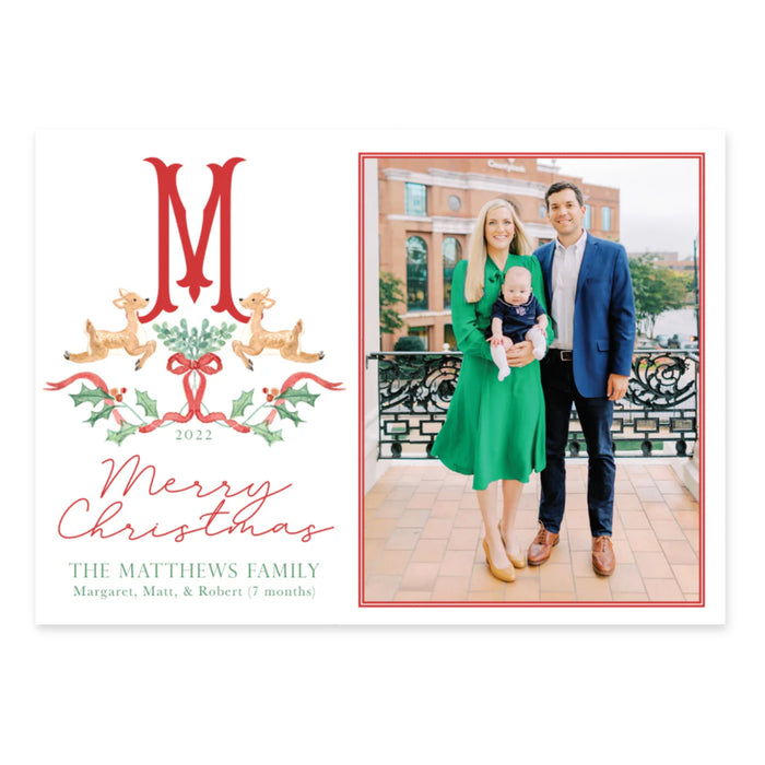 Reindeer Monogram Holiday Card
