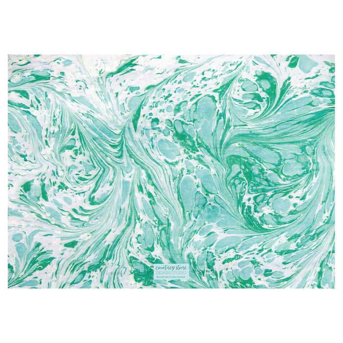Blue Green Marble Holiday Card - Horizontal