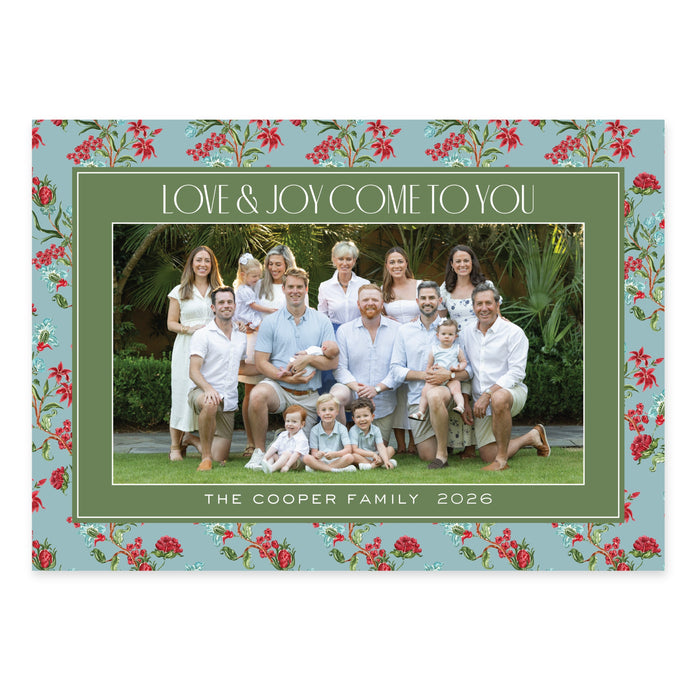 Holiday Chintz Holiday Card - Horizontal - Blue Spruce