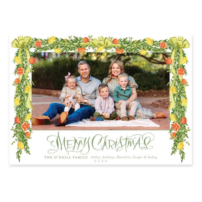 Chartreuse Citrus Holiday Card - Horizontal