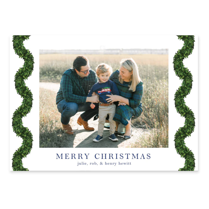 Scallop Boxwood Holiday Card - Horizontal
