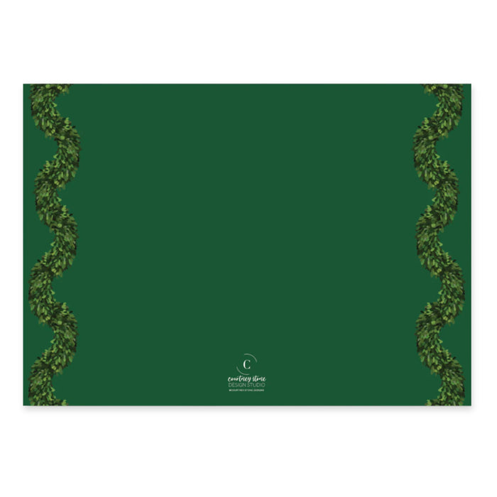 Scallop Boxwood Holiday Card - Horizontal