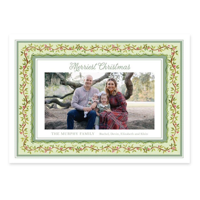 Chinoiserie Frame Holiday Card - Horizontal - Green